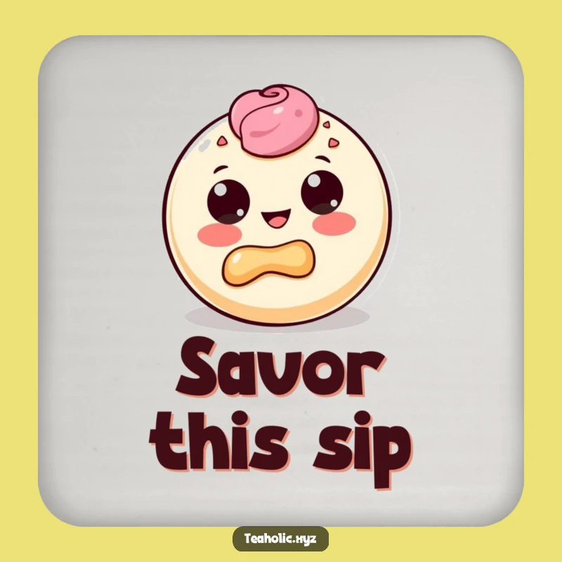 Funny Pastry Bite Drink Coaster: Protect Surfaces with a Delighted Dough Character