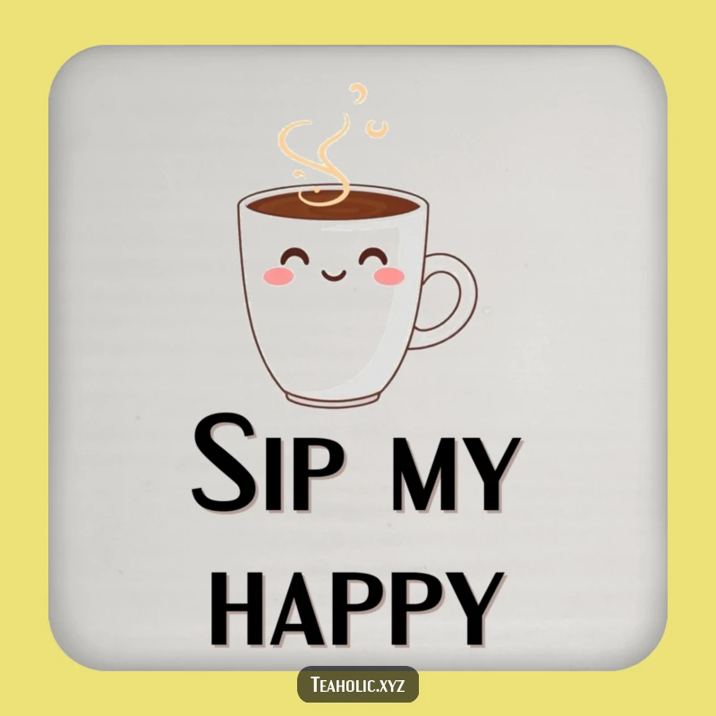 Funny Smiling Coffee Cup Drink Coaster - Protect Surfaces with Style