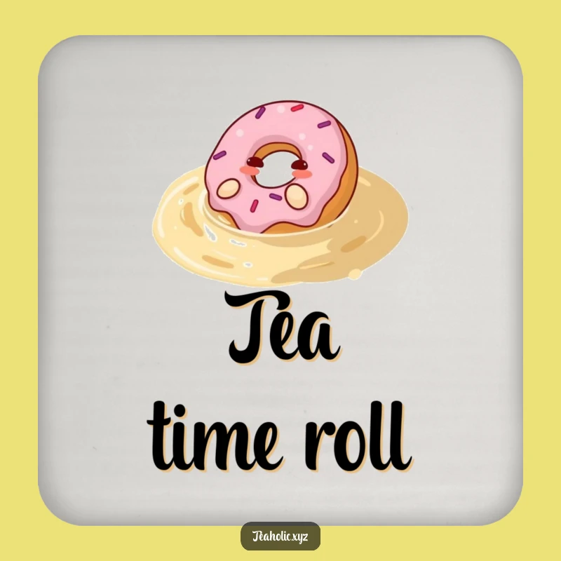 Funny Happy Donut Tea Pool Coaster - Protect Surfaces with Sweet Smiles