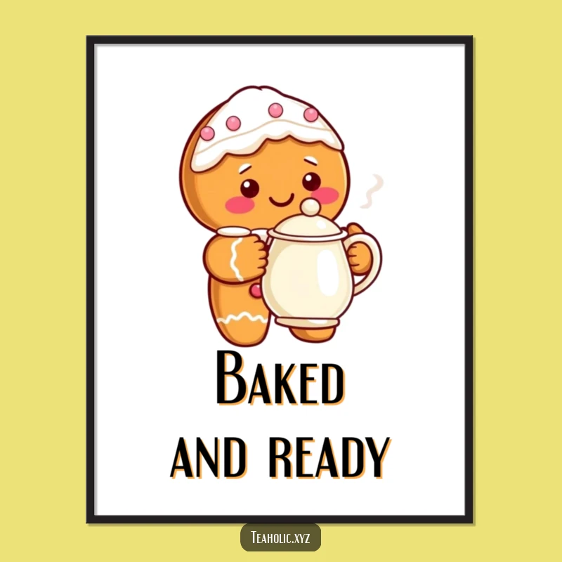 Funny Gingerbread Teapot Poster: Festive Wall Art for a Cheerful Home, Excellent Funny Gift