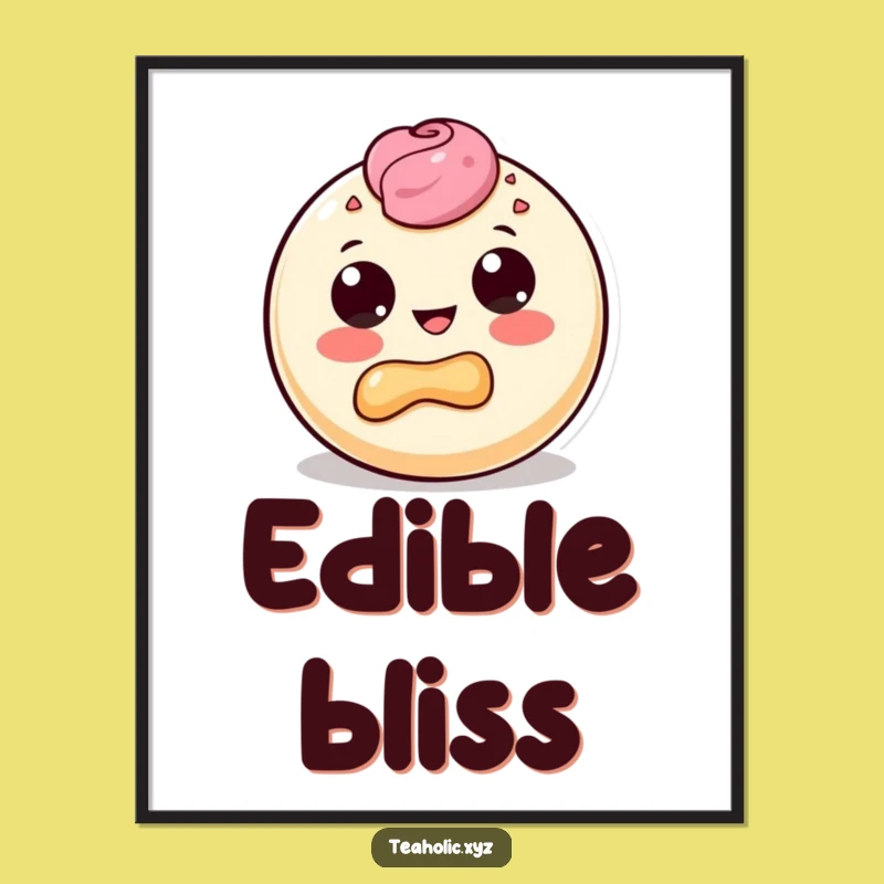 Funny Pastry Bite Poster: Delightful Dough Character Art for Walls