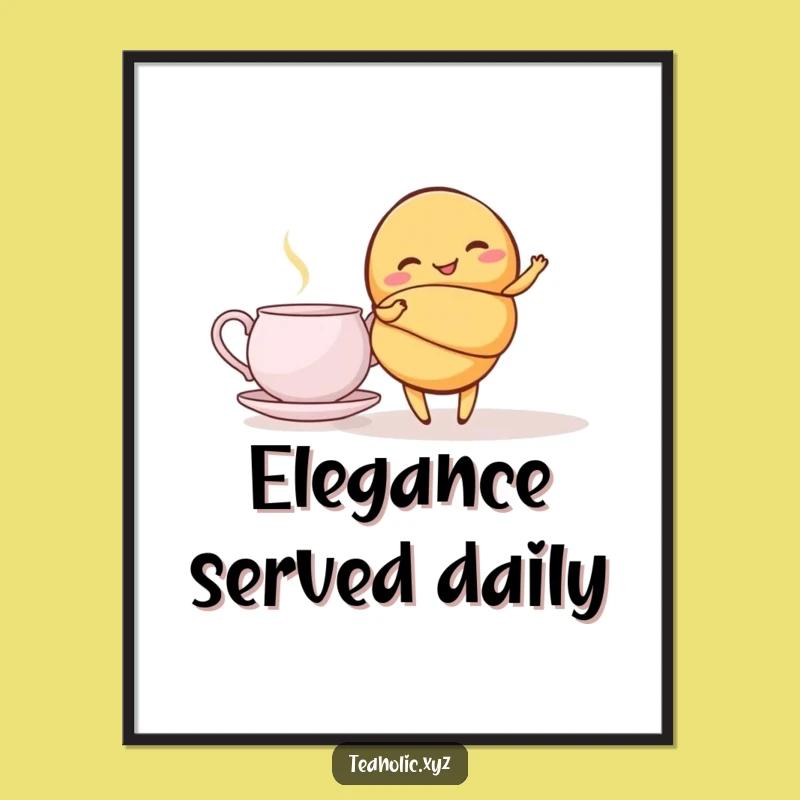 Funny Giggling Croissant Twirl Poster - Whimsical Art for Breakfast Lovers