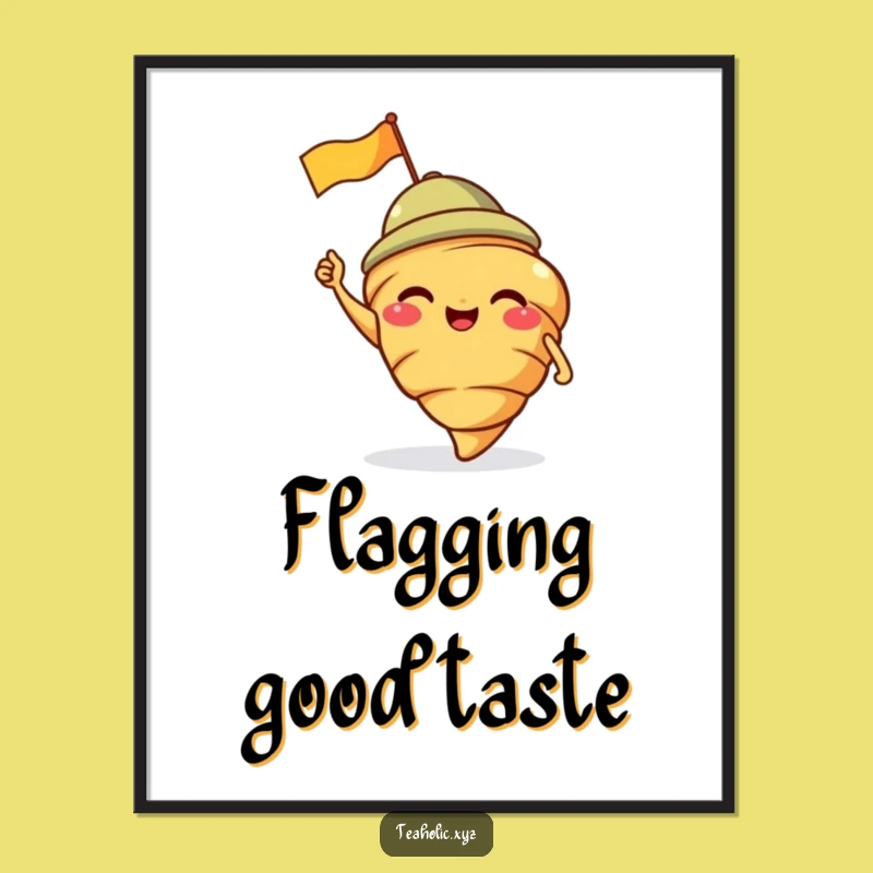 Funny Croissant Poster: Giggling Art for a Whimsical Funny Gift