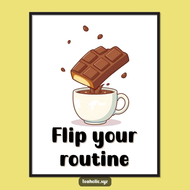Funny Chocolate Somersault Art Print - Playful Bar Acrobatics Decor Gift