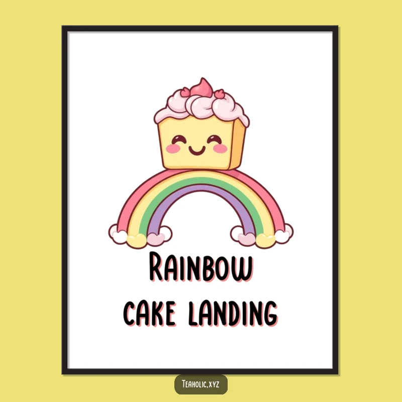 Funny Cake Rainbow Poster: Whimsical Dessert Art for a Cheerful Space
