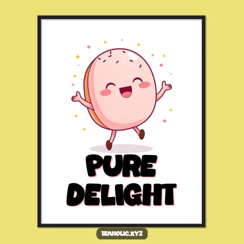 Funny Macaroon Poster: Decorate with a Delightful Happy Dance Pastry Art