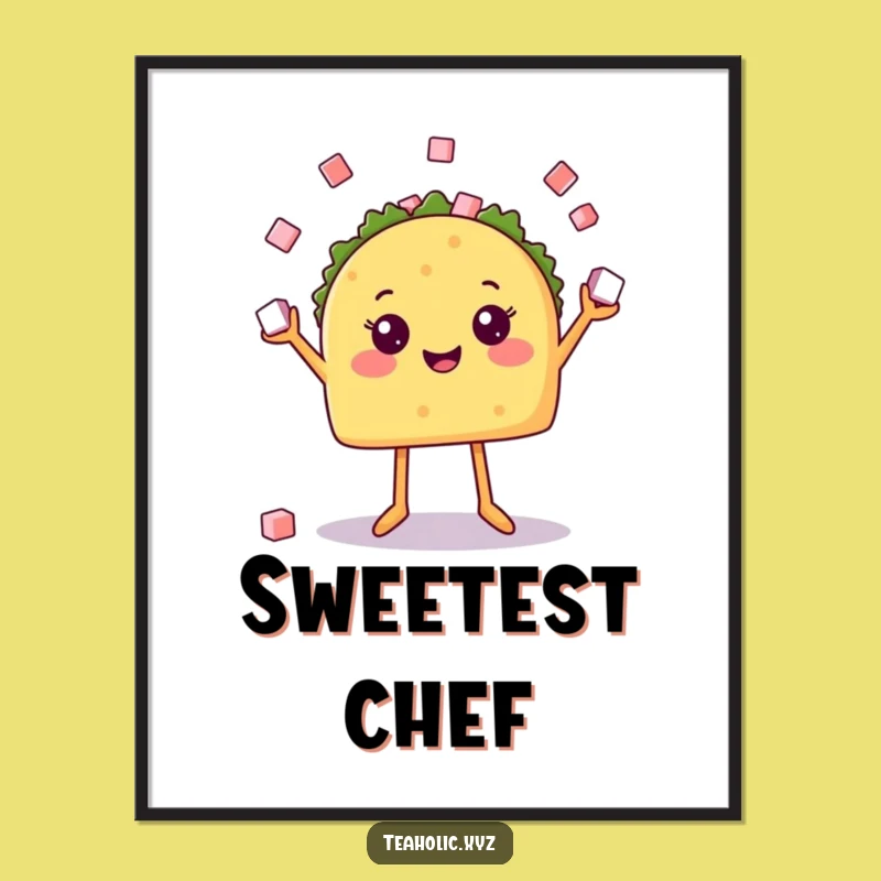 Funny Taco Juggler Poster: Happy Food Art, Great Funny Gift for Kitchen Decor