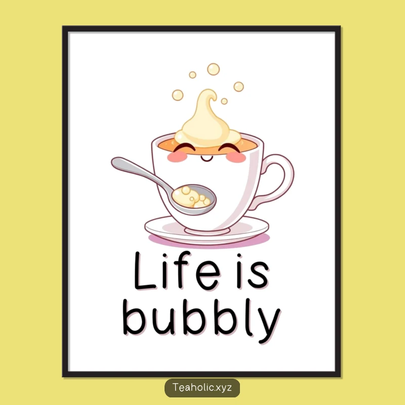 Funny Teacup Bubble Poster: Brighten Your Space with Bubbly Art