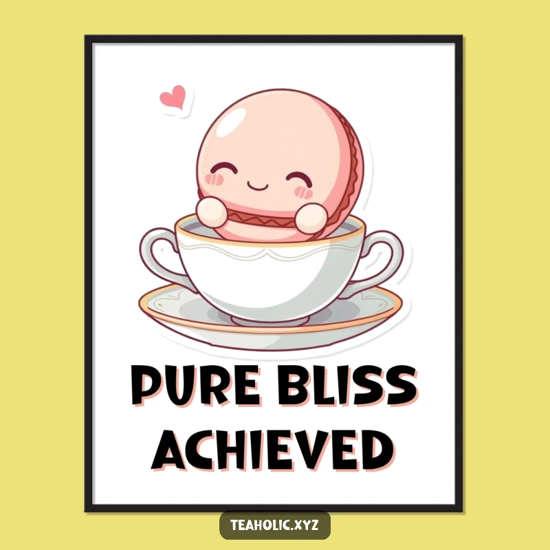 Funny Macaroon Tea Poster: Bring Blissful Serenity to Your Walls