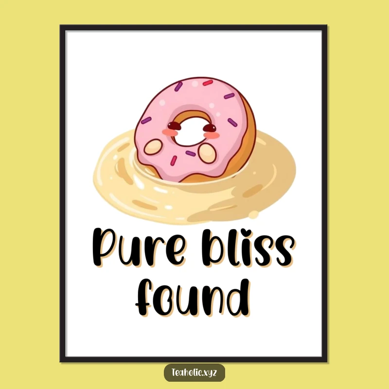Funny Happy Donut Tea Pool Poster - Hilarious Art for Sweet Treat Lovers