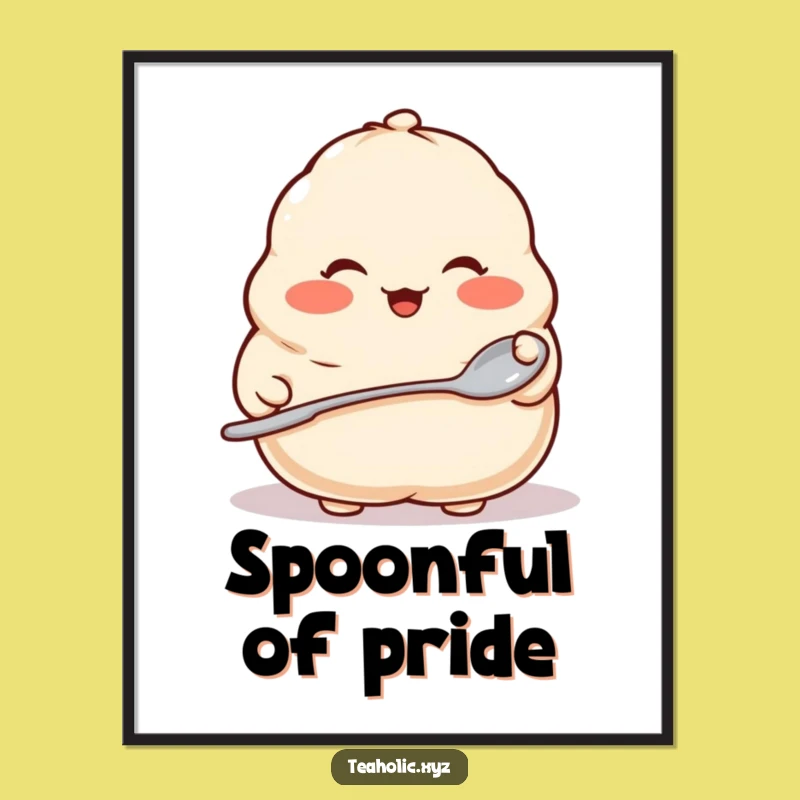 Funny Dumpling Spoon Poster: Adorable Wall Art for Foodie Homes