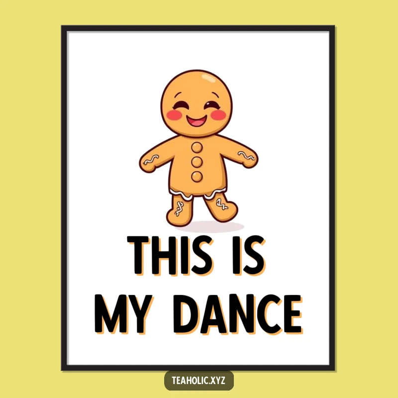 Funny Gingerbread Man Poster: Giggling Jigging Cookie Art for Festive Walls