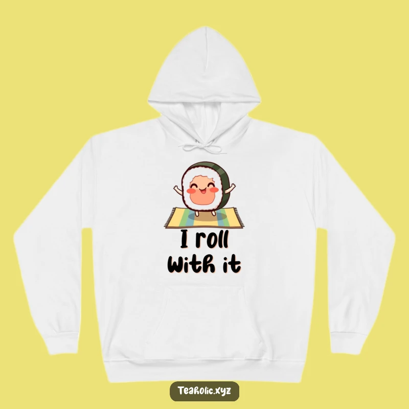 Funny Sushi Hoodie - Pleased Bouncing Sushi Slice, Cozy Japanese Gift