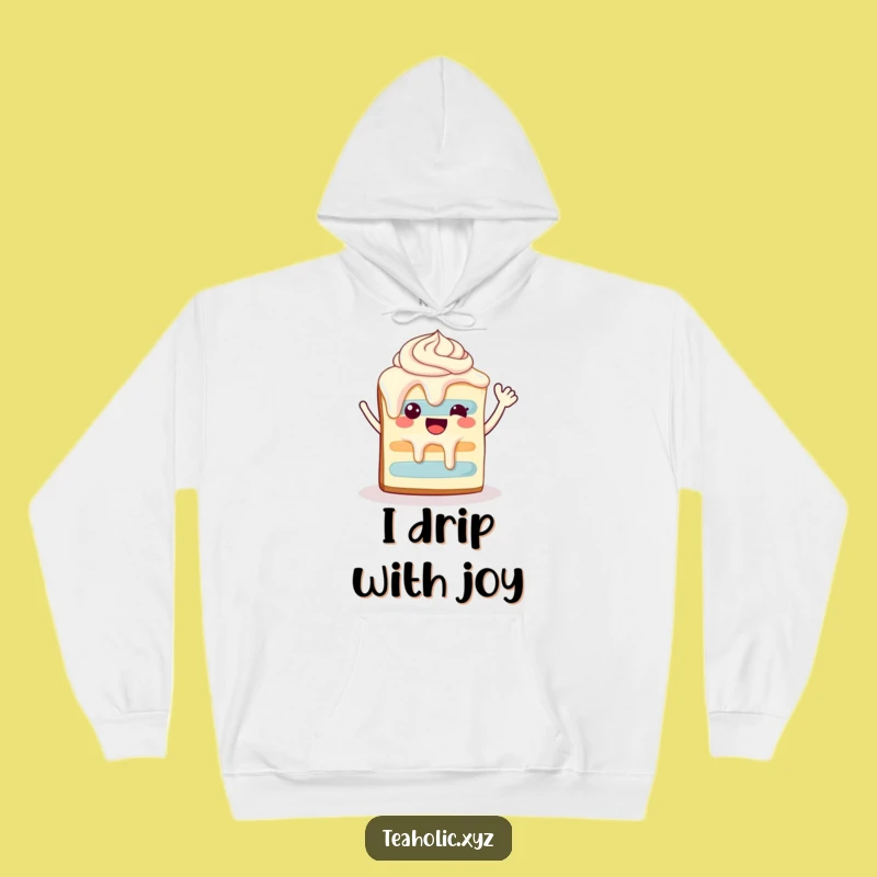 Cozy Funny Happy Cake Slice Hoodie - Warm Waving Sweatshirt Gift