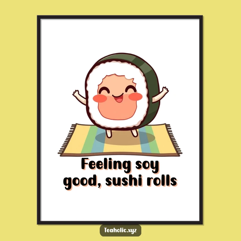 Free Printable Wall Art: Bouncing Sushi - Funny Downloadable Decor