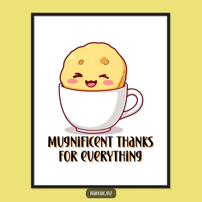 Free Printable Biscuit Wall Art: Winking Biscuit in Mug Funny Downloadable Decor!