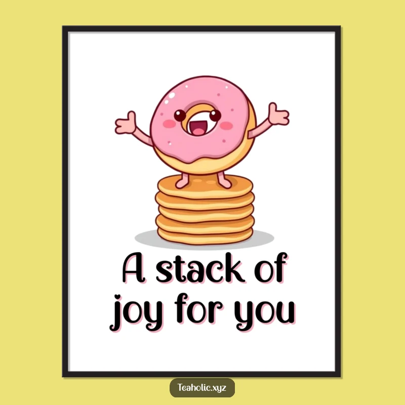 Free Printable Donut Wall Art: Bouncy Donut on Pancakes Funny Downloadable Decor!