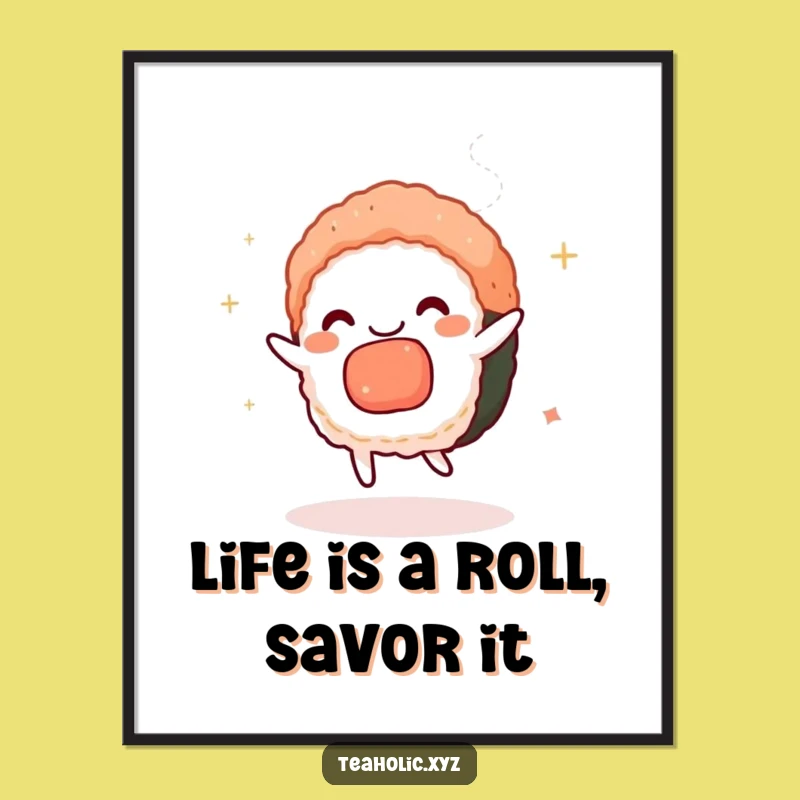 Free Printable Wall Art: Dancing Sushi, Whimsical Downloadable Decor for a Fun Home