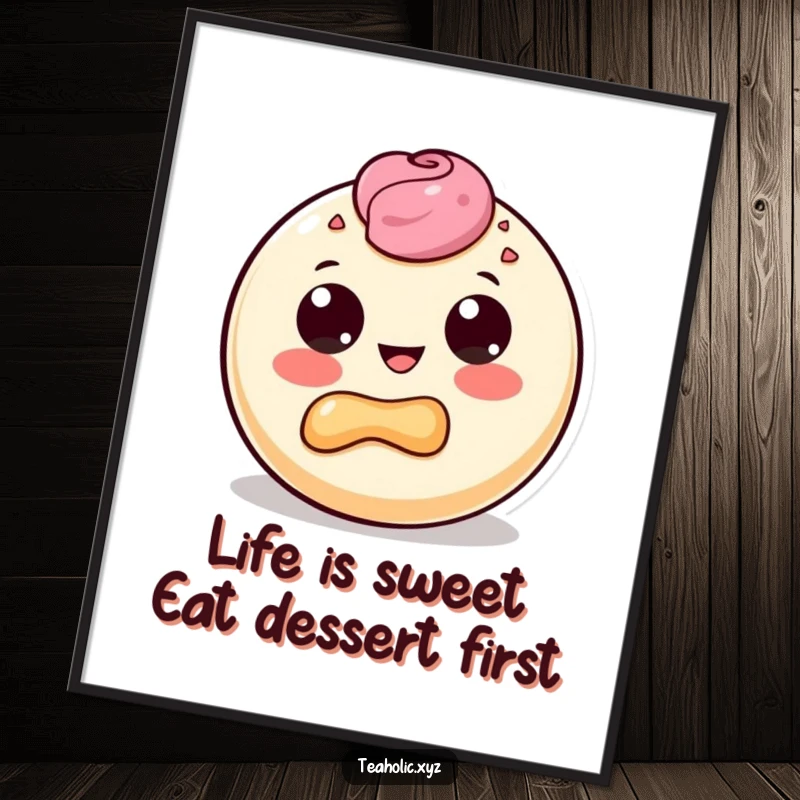 Funny Free Printable Wall Art: A round donut character eyes wide, takes a huge, delighted bite of itself, ready to hang.