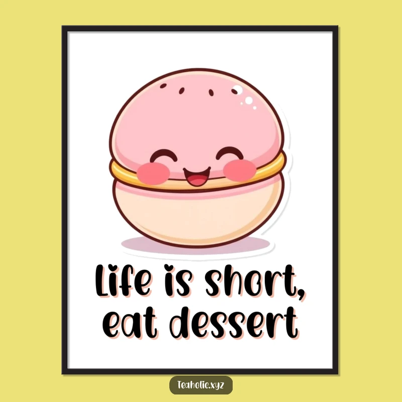 Free Printable Wall Art: Happy Macaron Character - Sweet Downloadable Decor