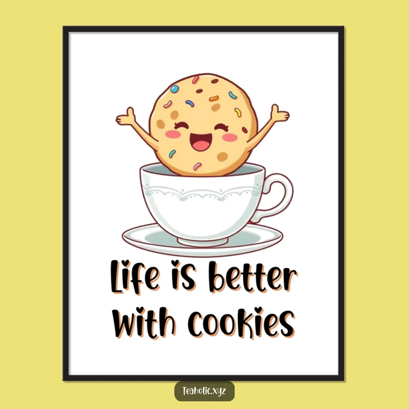 Free Printable Wall Art: Jumping Cookie - Funny Downloadable Decor