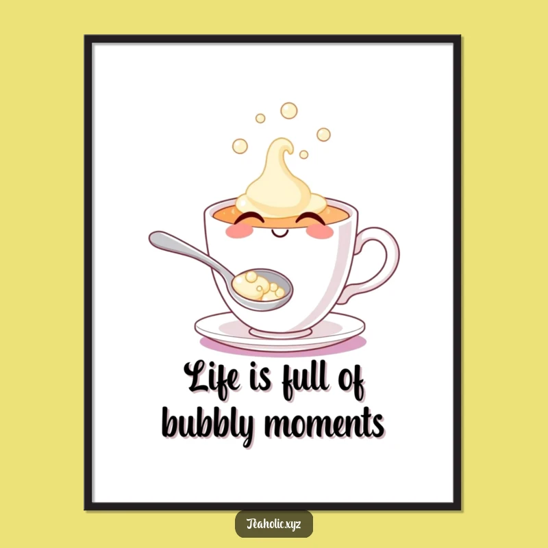 Free Printable Wall Art: Teacup's Bubble Delight - Funny Downloadable Art!