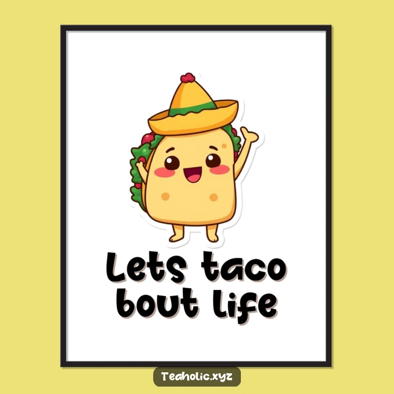 Free Printable Wall Art: Waving Taco Fiesta - Fun Downloadable Decor
