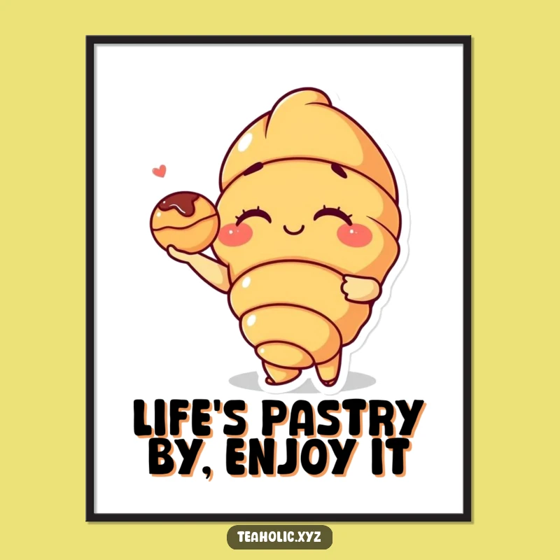Free Printable Wall Art: Winking Croissant Pastry - Funny Downloadable Decor!