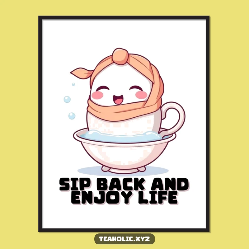 Free Printable Wall Art: Winking Teacup Bath, Relaxing Downloadable Decor!