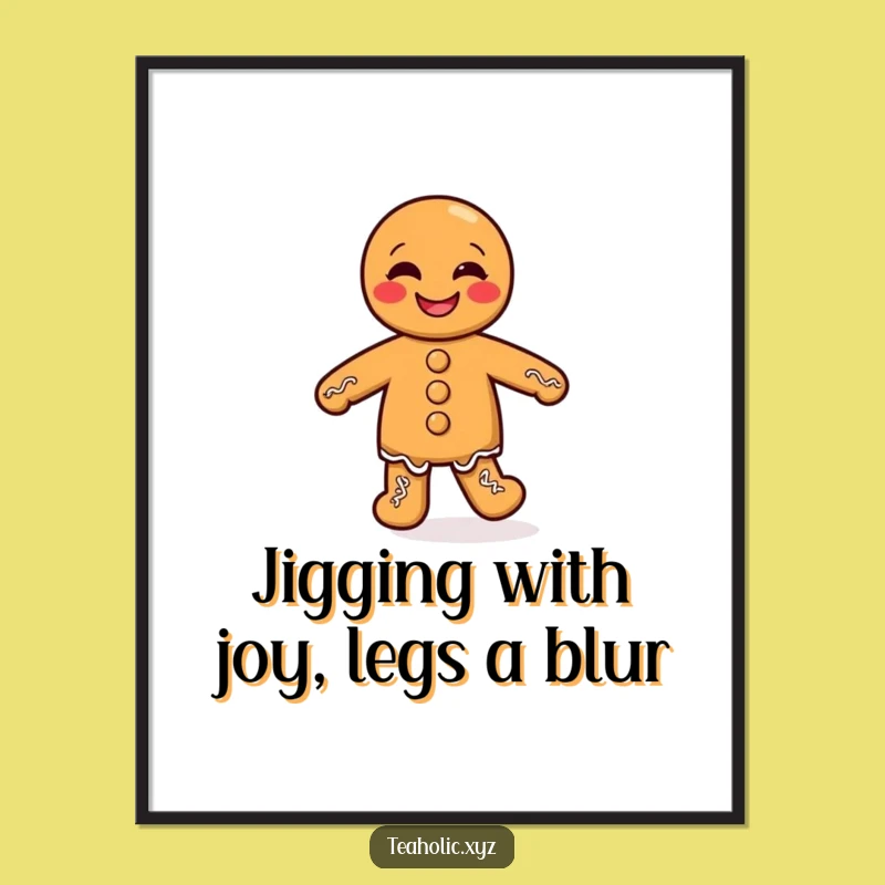 Free Printable Wall Art: Giggling Gingerbread Man Jigging For A Whimsical Downloadable Decor