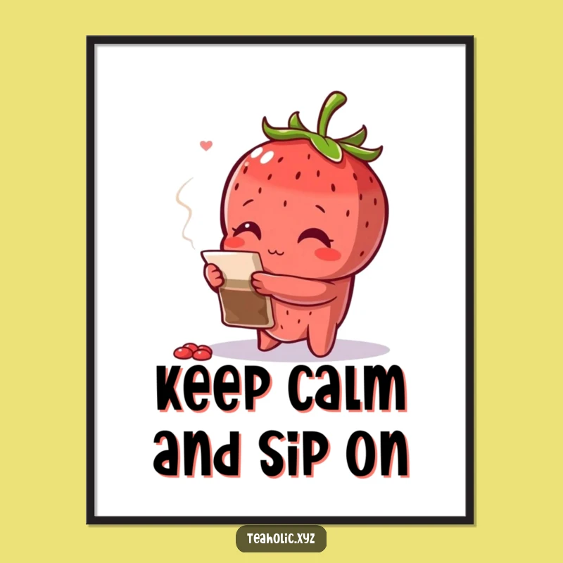 Free Printable Wall Art: Curious Strawberry Tea - Funny DIY Downloadable Decor