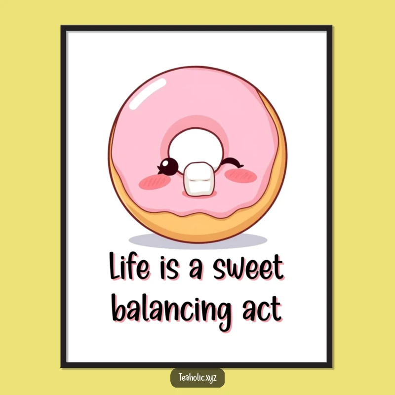 Free Printable Wall Art: Blushing Donut, Hilarious Sugar Cube Balance Decor for Sweet Spaces