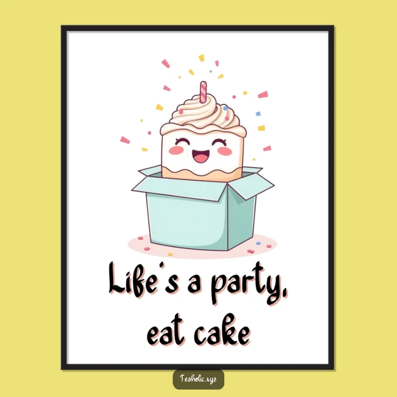 Free Printable Wall Art: Funny Cake Pop-Up Design for a Festive Space!