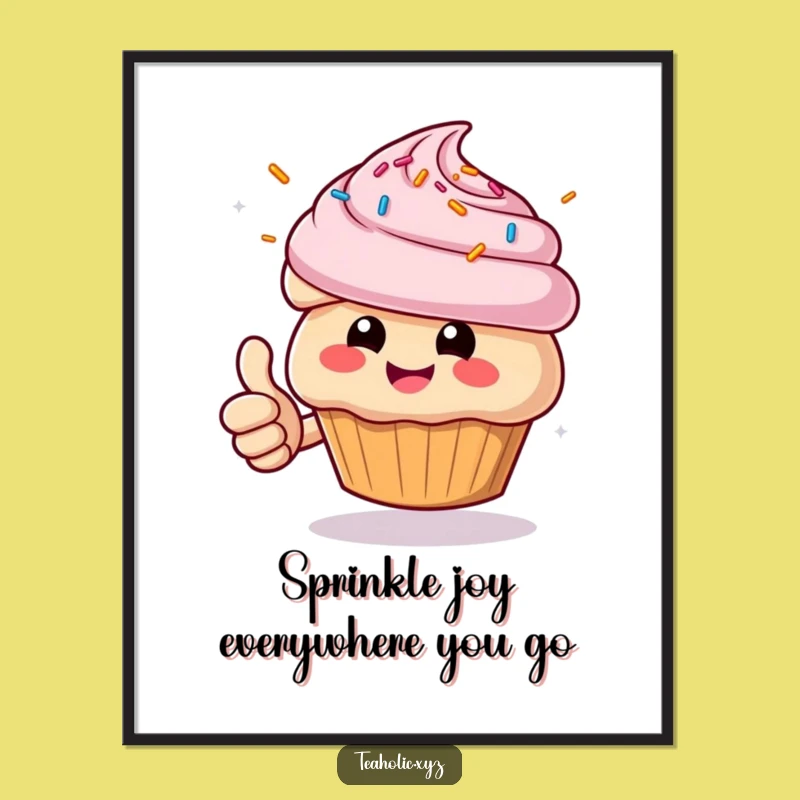 Funny Free Printable Wall Art: Cheerful Muffin Thumbs Up Downloadable Decor