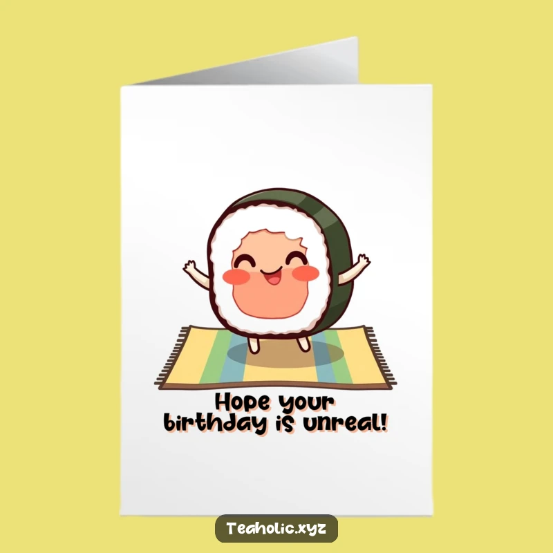 Free Printable Birthday Card: Bouncing Sushi - Funny Downloadable Gift