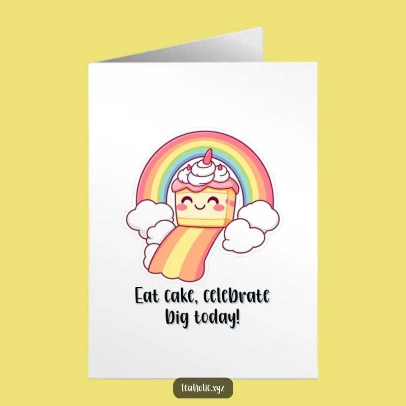 Free Printable Birthday Card: Cake's Rainbow Ride, Sweet Downloadable Gift!