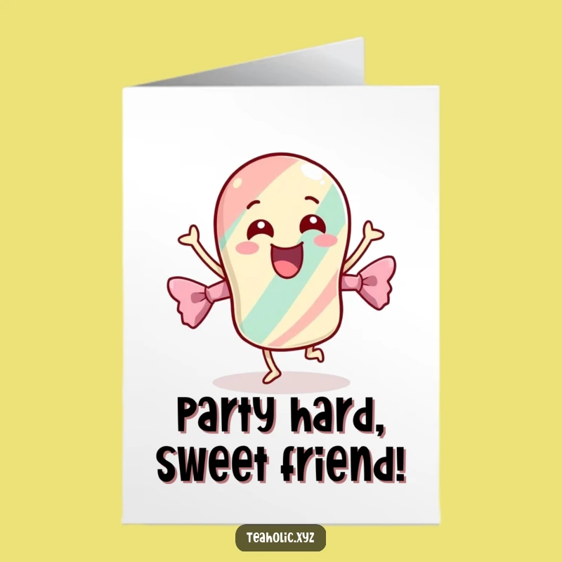 Free Printable Birthday Card: Dancing Candy, Energetic & Funny Downloadable Greeting