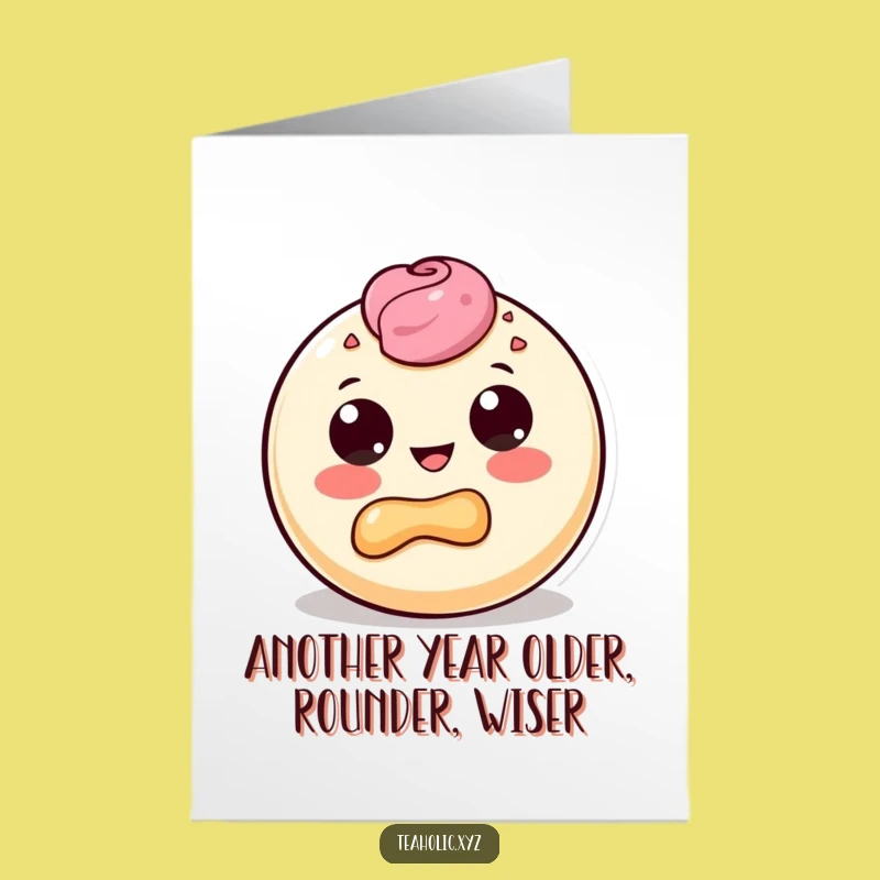 Free Printable Birthday Card: Funny Donut Character Bite - Downloadable Funny Gift