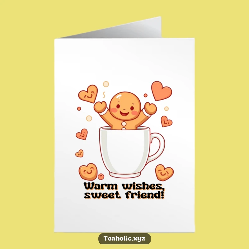 Free Printable Birthday Card: Gingerbread Man, Warm Hugs Downloadable Gift for Cozy Celebrations