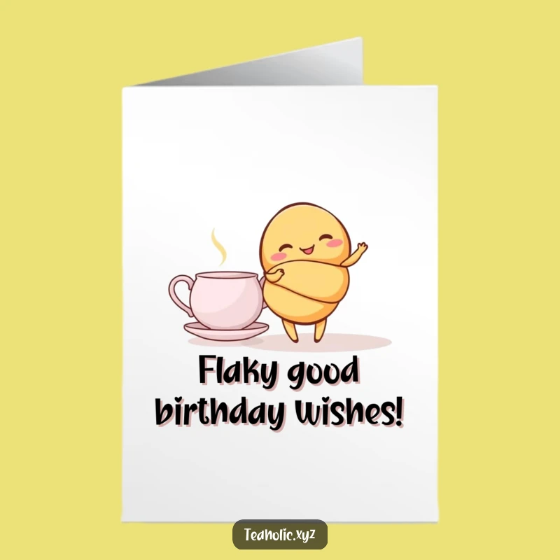 Free Printable Birthday Card: Twirling Croissant, Elegant Downloadable Gift for a Chic Celebration