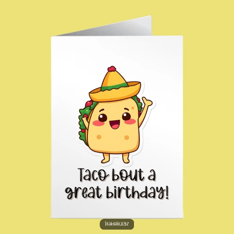 Free Printable Birthday Card: Waving Taco - Fiesta Fun Downloadable Gift