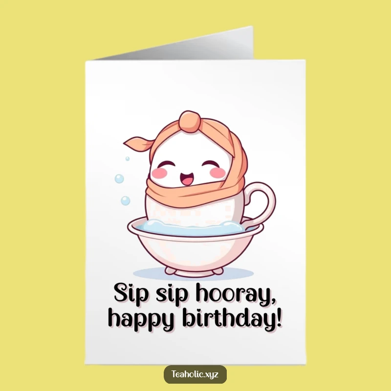 Free Printable Birthday Card: Winking Teacup's Bath for a Relaxing, Funny Gift!