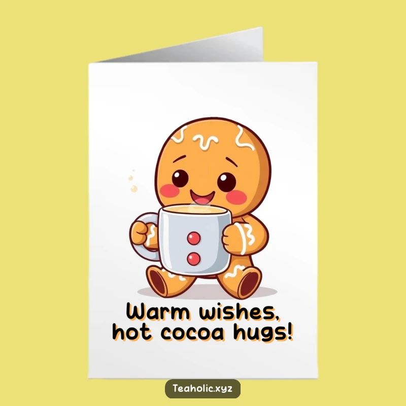 Free Printable Gingerbread Man Birthday Card: Funny Downloadable Gift for Warm Wishes