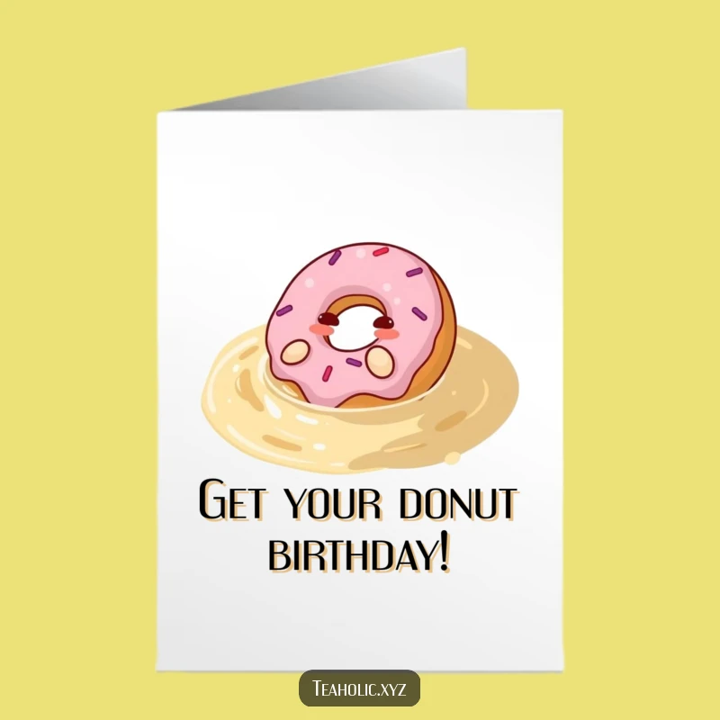 Free Printable Birthday Card: Donut in Tea, Relaxing Downloadable Gift for a Blissful Celebration