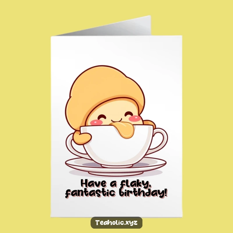 Free Printable Birthday Card: Croissant's Big Sip - Funny Downloadable Gift!
