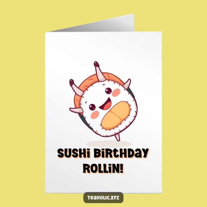 Free Printable Sushi Birthday Card: Funny Downloadable Flip for Special Day