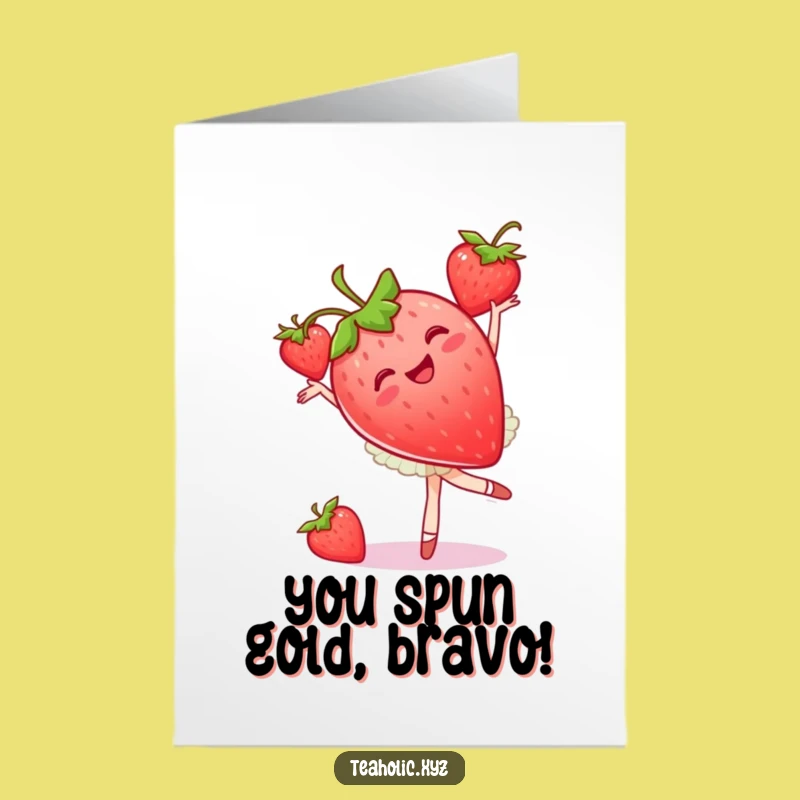 Free Printable Congrats Card: Adorable Strawberry Ballet Dancer, Downloadable for Your Champion