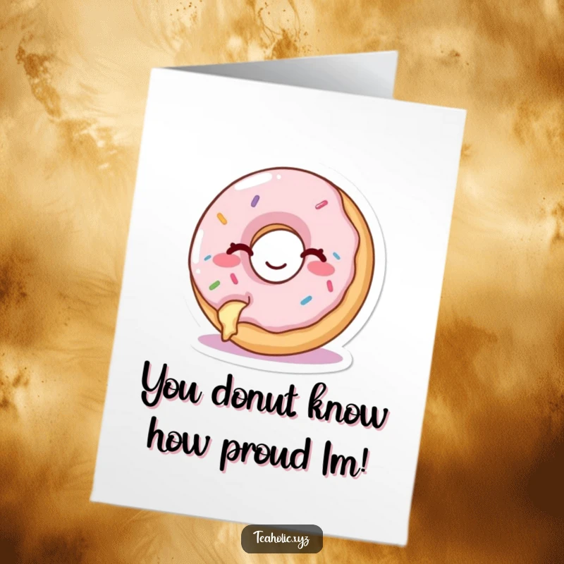 Funny Free Printable Congratulations Card: A happy donut with a bite taken out winks cheekily, celebrating a wonderful success.