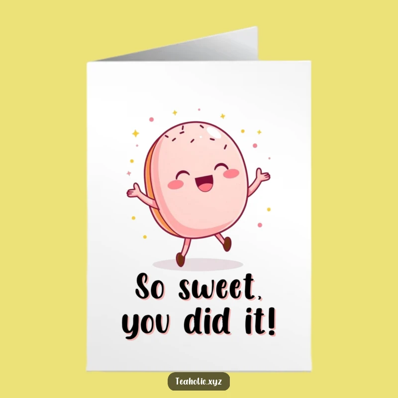 Free Printable Congrats Card: Dazzling Macaroon Happy Dance Downloadable Gift