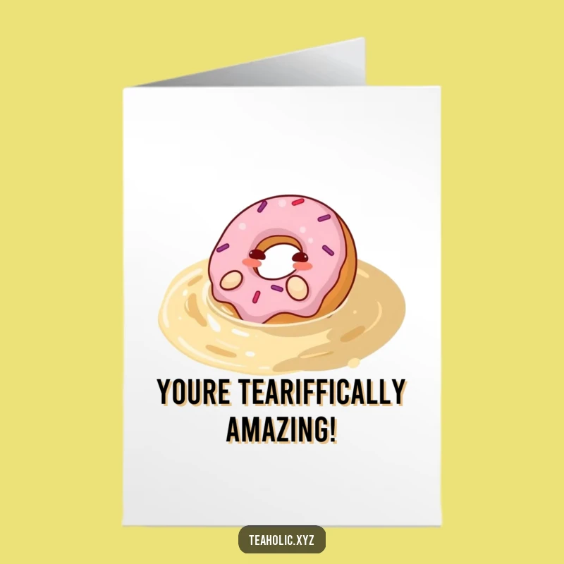 Free Printable Congrats Card: Donut in Tea, Relaxed Downloadable Gift for Sweet Success